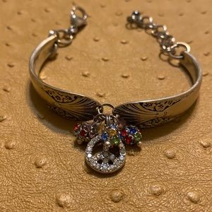 Adjustable repurposed spoon silver bracelet